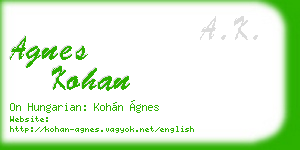 agnes kohan business card